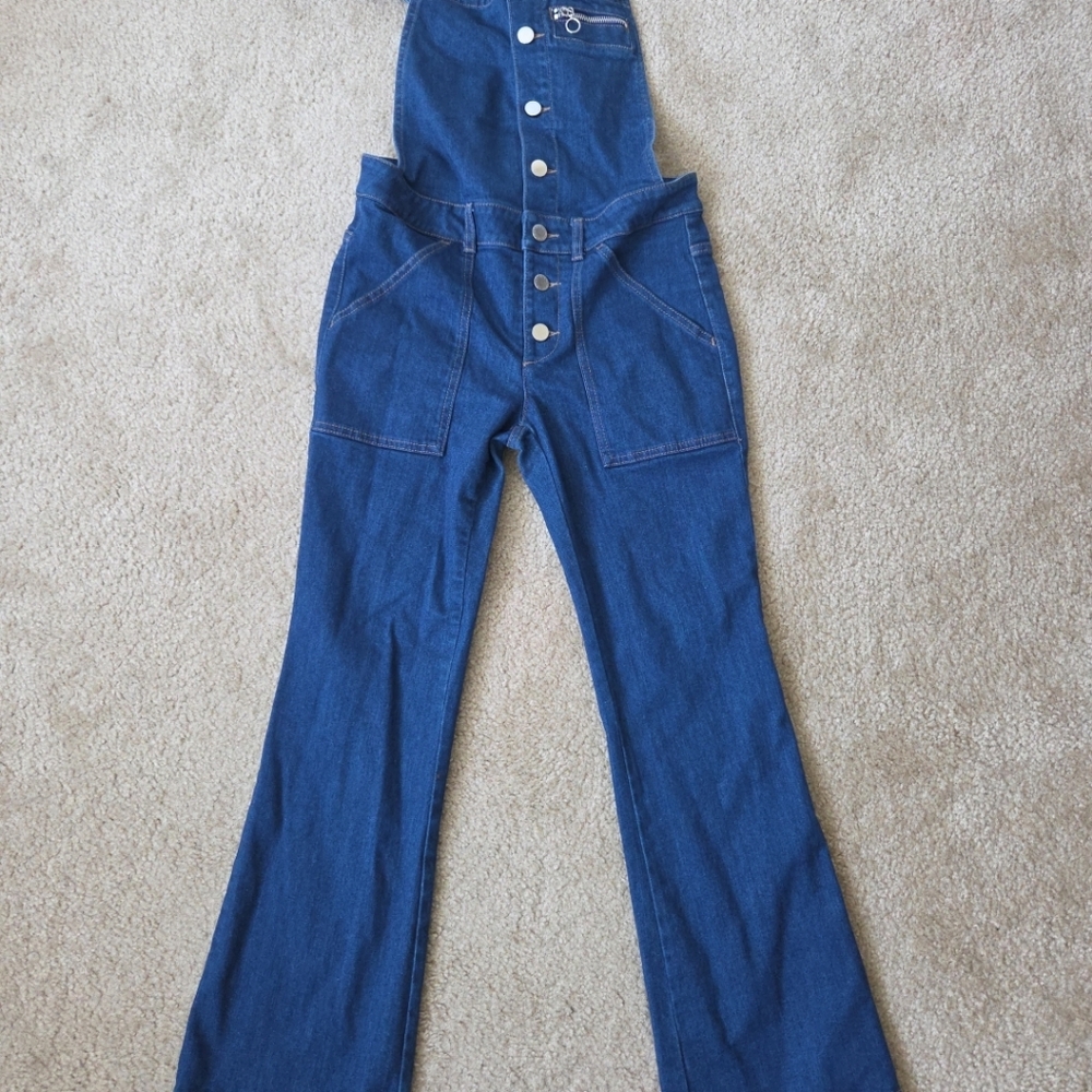 NEW STELLA MCCARTNEY women kick flare overalls in blue Italy 40 US Medium - Picture 7 of 10
